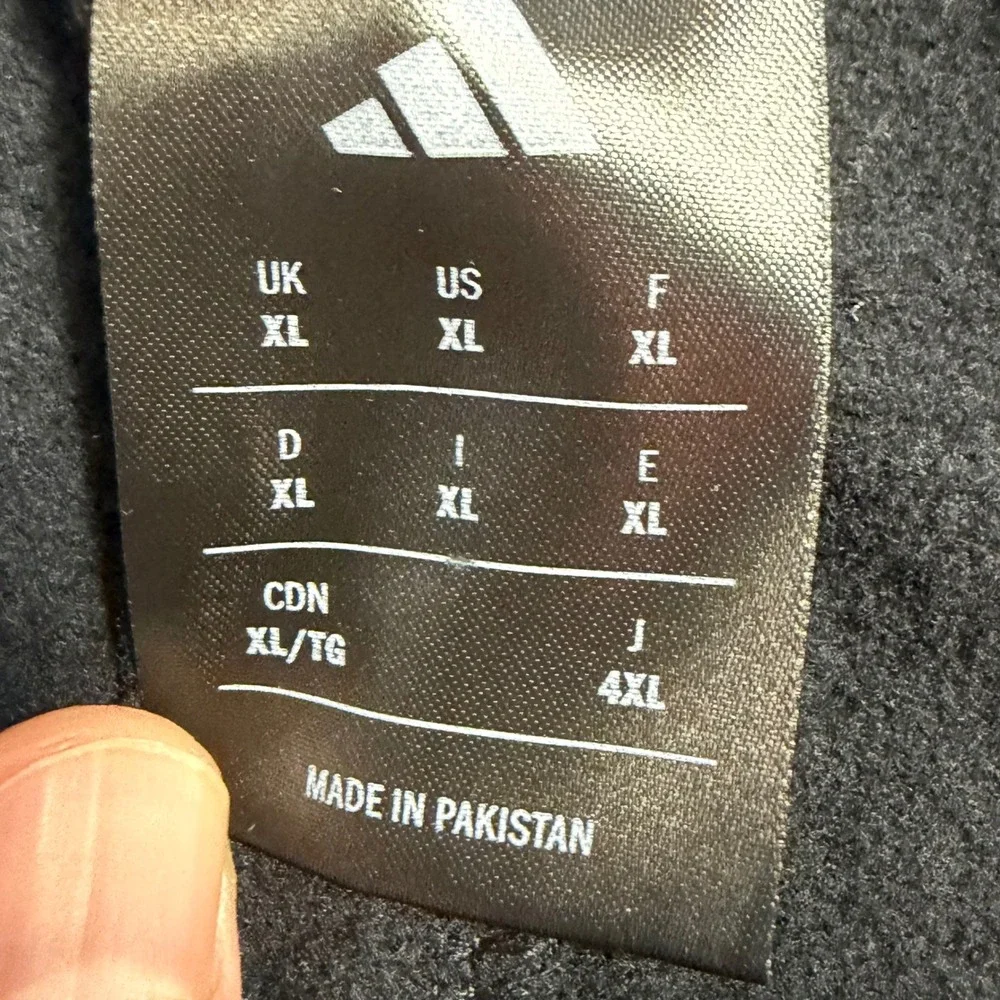 Adidas Mens XL Black Fleece Straight Leg Sweatpants Elastic Waist Pockets Sporty